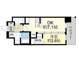 阪急京都本線 崇禅寺駅 徒歩6分の賃貸マンション 8階1DKの間取り