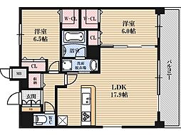 Osaka Metro御堂筋線 新大阪駅 徒歩9分の賃貸マンション 13階2LDKの間取り