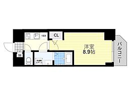 阪急京都本線 上新庄駅 徒歩4分の賃貸マンション 3階1Kの間取り