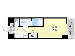 阪急京都本線 上新庄駅 徒歩4分の賃貸マンション 15階1Kの間取り