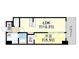 阪急京都本線 茨木市駅 徒歩7分の賃貸マンション 6階1LDKの間取り