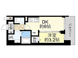 JR東海道・山陽本線 東淀川駅 徒歩2分の賃貸マンション 13階1DKの間取り