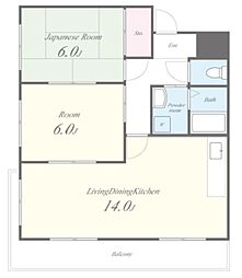 JR東海道・山陽本線 千里丘駅 徒歩5分の賃貸マンション 1階2LDKの間取り