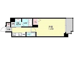 阪急京都本線 南方駅 徒歩9分の賃貸マンション 4階1Kの間取り
