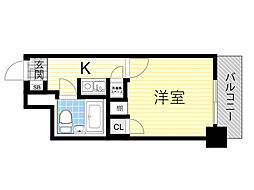 阪急千里線 下新庄駅 徒歩13分の賃貸マンション 8階1Kの間取り