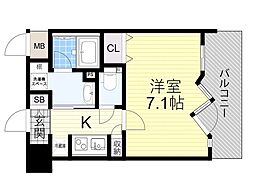 阪急京都本線 茨木市駅 徒歩4分の賃貸マンション 13階1Kの間取り