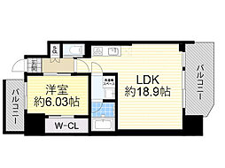 JR東海道・山陽本線 東淀川駅 徒歩6分の賃貸マンション 4階1LDKの間取り