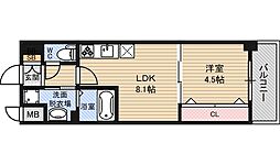 Osaka Metro御堂筋線 新大阪駅 徒歩9分の賃貸マンション 4階1LDKの間取り