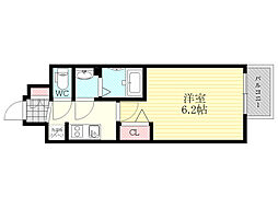 阪急宝塚本線 三国駅 徒歩8分の賃貸マンション 3階1Kの間取り