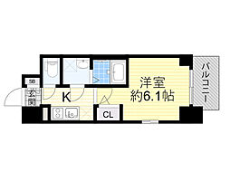 阪急京都本線 淡路駅 徒歩2分の賃貸マンション 10階1Kの間取り