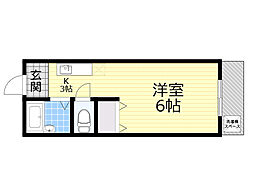 阪急京都本線 茨木市駅 徒歩7分の賃貸アパート 3階ワンルームの間取り