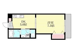 阪急京都本線 上新庄駅 徒歩6分の賃貸マンション 7階1DKの間取り