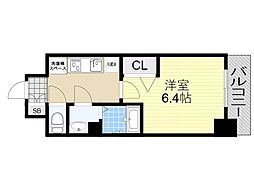 阪急千里線 淡路駅 徒歩3分の賃貸マンション 8階1Kの間取り