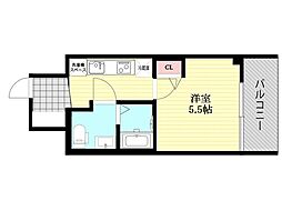 アドバンス新大阪5 9階ワンルームの間取り