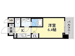 コンフォリア江坂広芝町 9階1Kの間取り