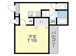 AILE柴島 4階1Kの間取り