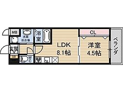 セノアタワー新大阪 4階1LDKの間取り