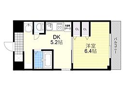 第6関根マンション 4階1DKの間取り