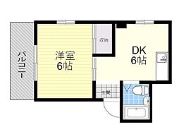 螢ケ池ホワイトマンション 1DKの間取図画像