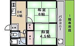 荒木グリーンコーポ 2Kの間取図画像