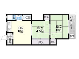 第2柳原マンション 2DKの間取図画像
