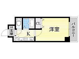 アヴァンセクール江坂 ワンルームの間取図画像
