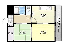 ローズハイツ 2DKの間取図画像