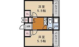 ラ・フォンティーヌ西田 2Kの間取図画像