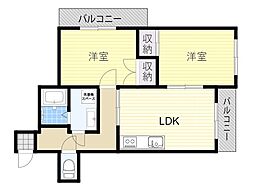 ヴィブレコート 2DKの間取図画像