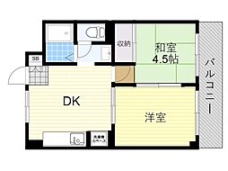 高木マンション 2DKの間取図画像