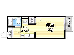 ジュネス阪本 ワンルームの間取図画像