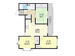 ベルフォーレ永楽荘 3LDKの間取図画像