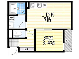 リブレメゾン曽根1 2階1LDKの間取り