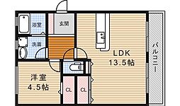 フジコーポ 1LDKの間取図画像