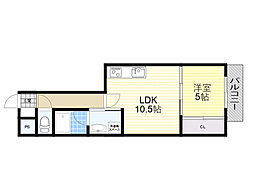 グランツ石橋 1LDKの間取図画像