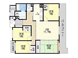 ネバーランド箕面潤水館 4LDKの間取図画像