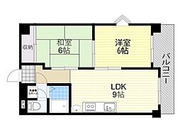 ハイツ北之防 2LDKの間取図画像