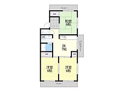 マンション雅2 3DKの間取図画像