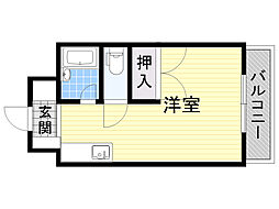 No.3ハイツスリーアロー ワンルームの間取図画像