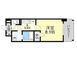 M'sCOMFORTESAKA 1Kの間取図画像