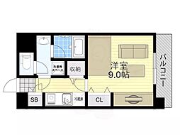 アスール江坂 1Kの間取図画像