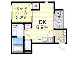 池田市石橋4丁目アパート 1DKの間取図画像