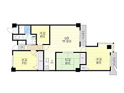 シュロス五月山 4LDKの間取図画像