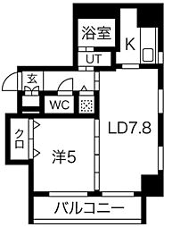 アーバンコートカサンドラ・クロス 1LDKの間取図画像