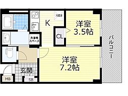 クレールメゾン向丘 2Kの間取図画像