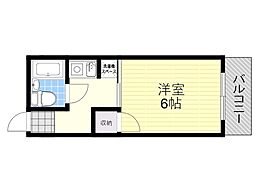 コンドミニアム美園 1Kの間取図画像