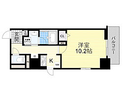 フレール江坂レジデンシャル 1Kの間取図画像