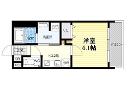 ゲートコート豊中 1Kの間取図画像