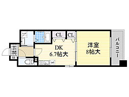 パストラーレ江坂 1DKの間取図画像