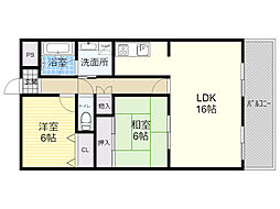 ロイヤルクイーンズパーク春日 2LDKの間取図画像